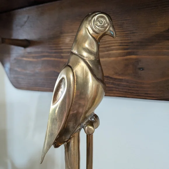 Vintage Decorative Brass Parrot Tall Perch Base Sculpture Hollywood Regency MCM - Picture 10 of 16